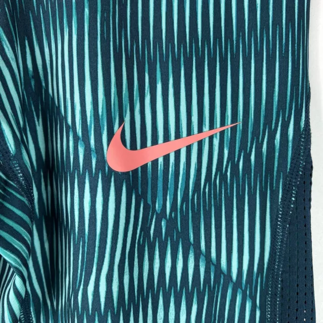 Nike Pro HyperCool Capri Leggings Aqua Space Blue Sun Blush Girl’s Medium M 2