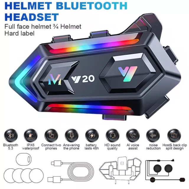 Motorcycle Handsfree Helmet Headset Bluetooth 5.3 Motorbike Headphone Wireless