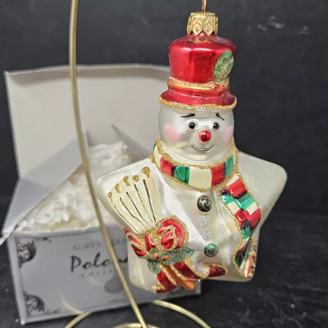 Kurt Adler Polonaise "STAR SNOWMAN" Hand Blown Glass Komozja Ornament w/ Box