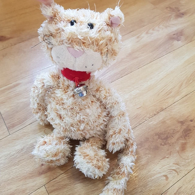 JELLYCAT MIAOW BELLA Cappuccino Ginger Cat Kitten Bell Red Collar Soft