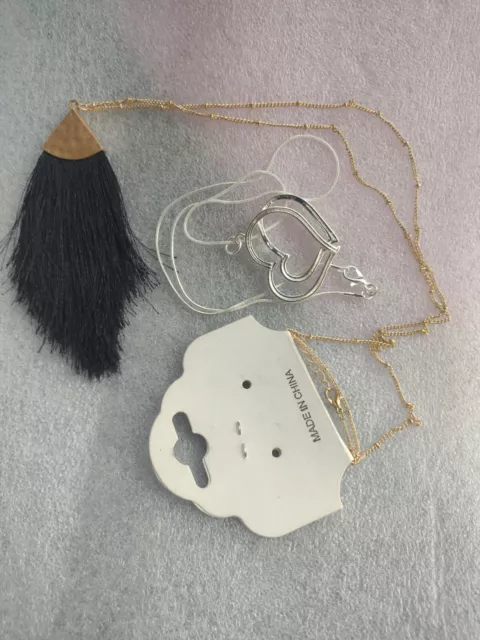 Necklaces Jewelry Women Ladies Teen Silver Gold Toned Tassel Joblot Necklace x2