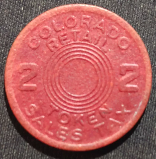 1942 Colorado 2 Mill Red Depression Era Sales Tax Token FREE2Ship w/Track(1753)