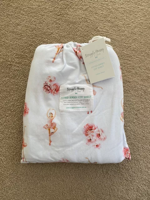 BRAND NEW Snuggle Hunny Kids Ballerina Pink Fitted Cot Sheet Organic Cotton