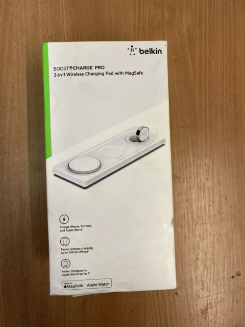 Belkin Boost Charge Pro 3-in-1 MagSafe Wireless Charging Pad White Fast - #IT42