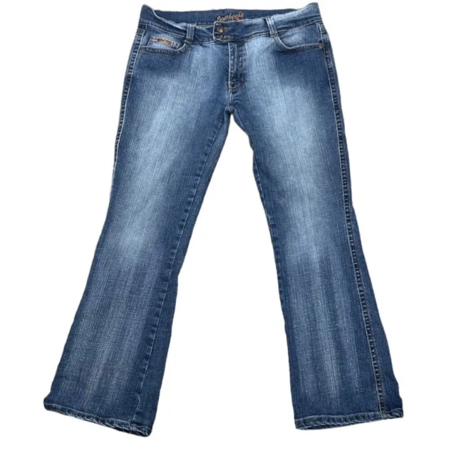 APPLE BOTTOM WOMEN Jeans Blue Bootcut Dark Wash Stretch Wide Leg Denim Size  13 $15.00 - PicClick