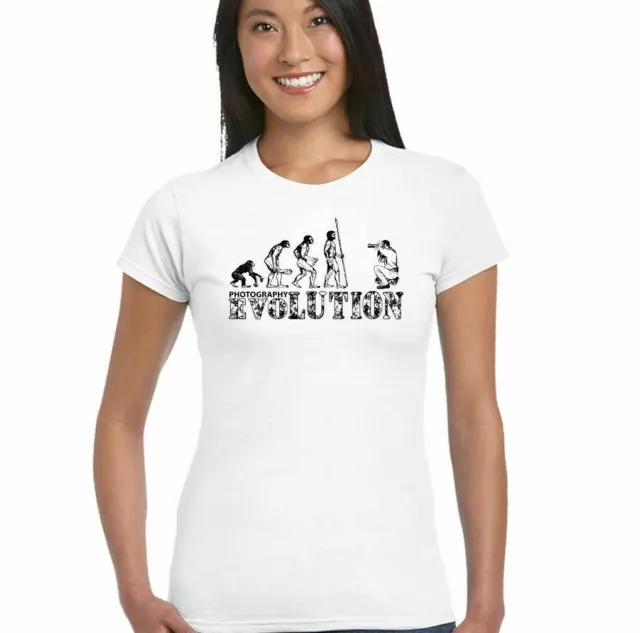 Photography Evolution Womens Funny T-Shirt Camera Photographer Lens Bag Tripod