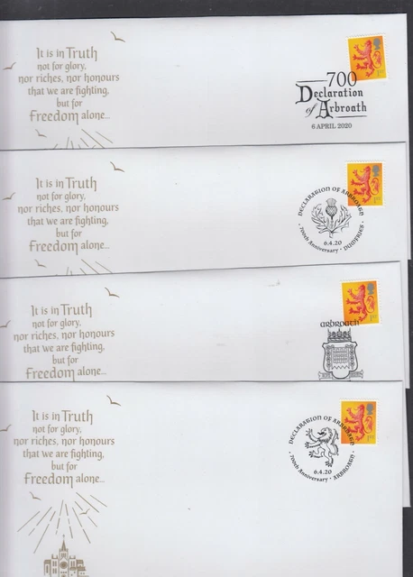 GB 2020 Declaration of Arbroath single 1st FDC range spec pmks also 1970 1981 pk