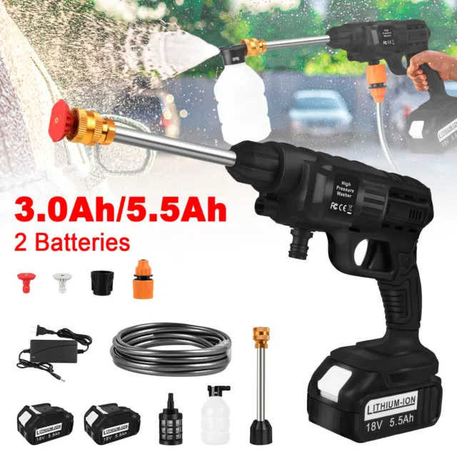 Portable Cordless Electric High Pressure Water Spray Gun Car Washer Cleaner Tool