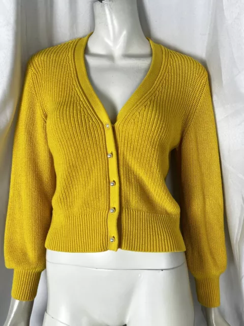 Cotton by Autumn Cashmere golden yellow shaker  cardigan sweater size Small