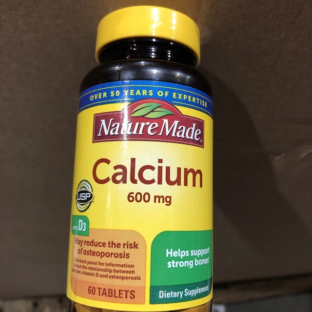 NATURE MADE CALCIUM with Vitamin D3 600mg, 60 Tablets EXP 9/25. 4 10.