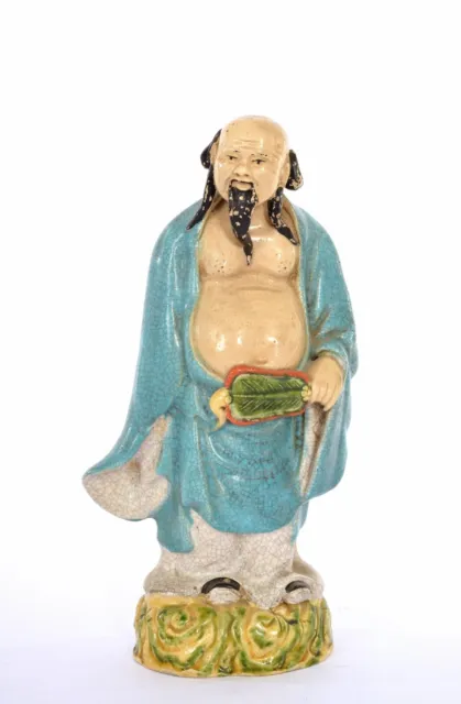 1930's Chinese Shiwan Mudman Ge Guan Type Crackle Glaze 8 Immortal God Figure