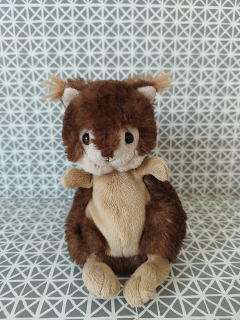 Peluche doudou écureuil Brunis beige marron chiné  18 cm Bukowski