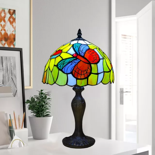 Multicolor 10 inch Table Lamp Stained Glass Shade Home Decor Butterfly Art Home