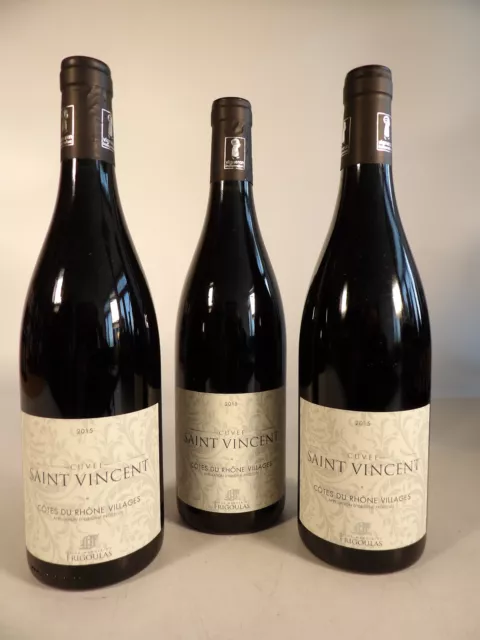 Lot de 3 bouteilles de CÔTES DU RHÔNE VILLAGES "Cuvée Saint Vincent" 2015