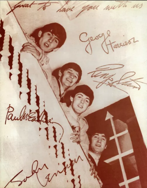 Poster photo sépia THE BEATLES dédicace - 35 x 28 cm