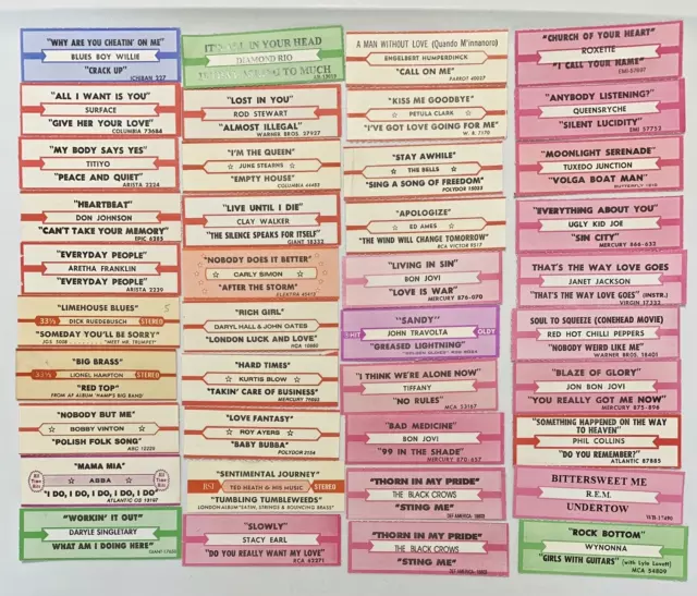 Jukebox Vinyl 45 Rpm Lot Of 40 Title Strip Labels