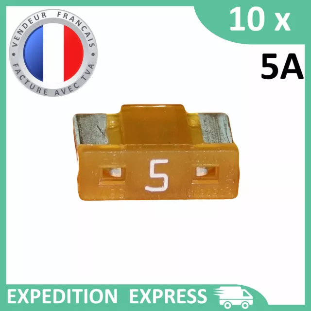 10 mini fusibles 5A auto moto à lame low profile beige