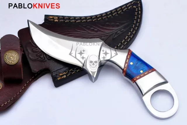 Lot of 2 PCs Hand Forged High Polish  J2 steel Skinner Knife with Leather Sheath