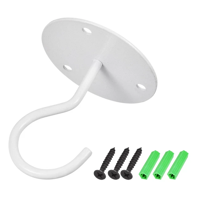 Ceiling Hooks Wall Mounted 65mm Round Plate Iron for Hanging Plants White 2Pcs