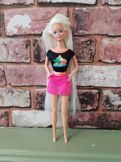 Glitter Barbie Doll Vintage Mattel 1993 Palm Tree Dress No Earrings or Shoes