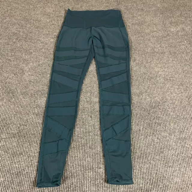 Lululemon Leggings Womens 8 Green Wunder Under Pant Hi Rise Tech Mesh Yoga Gym