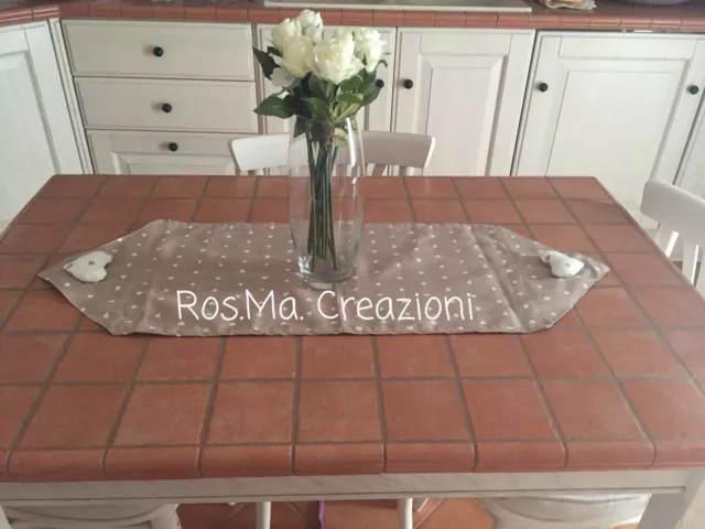 Runner Centro Tavola Shabby Chic di stoffa fatto a mano su misura