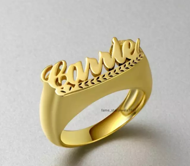 Wonderful Special Women's Customized ANY Name Ring 14K Yellow Gold Plated