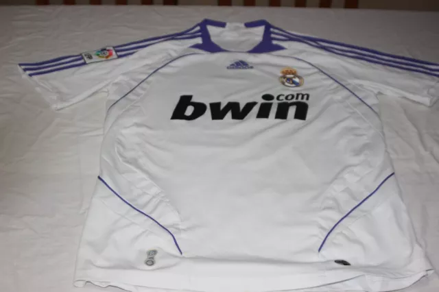 CAMISETA DE FUTBOL VINTAGE REAL MADRID DE MARCA ADIDAS TALLA M PUBLI BWIN.com