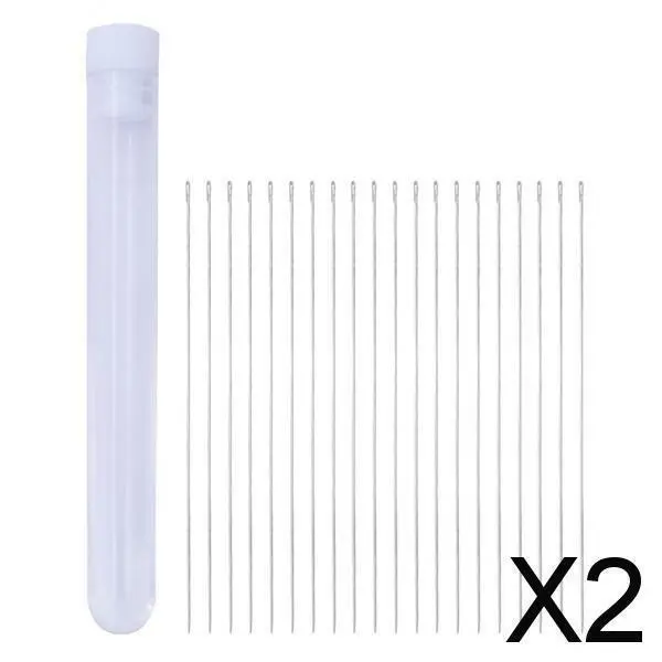 2X 20 Pieces Beading Needle with Storage Bottle for DIY Crafts Jewelry Making