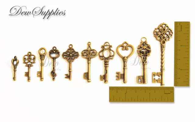 20 x Royal Skeleton Key Antique Old style Assorted key charms 2