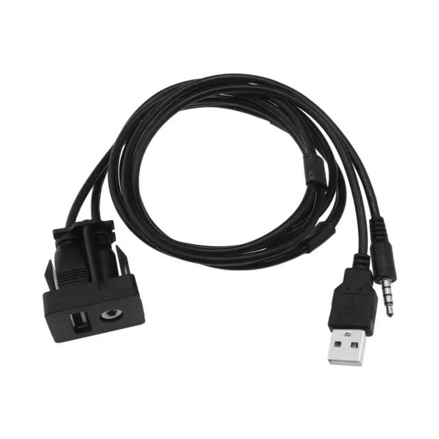 USB 2.0 Universal Dashboard Panel Flush Mount Lead 3.5mm Socket Extension Cable