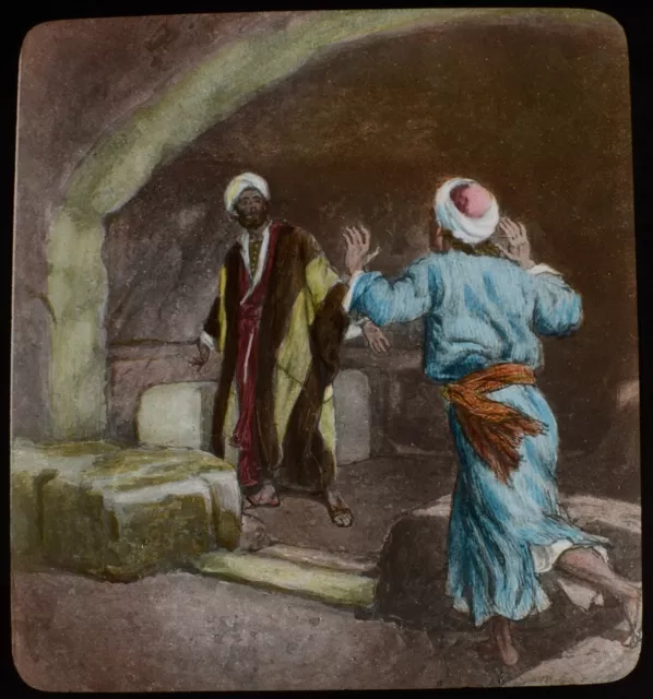 Magic Lantern Slide ST PETER & ST JOHN C1910 ALTE ILLUSTRATION BIBEL JESUS