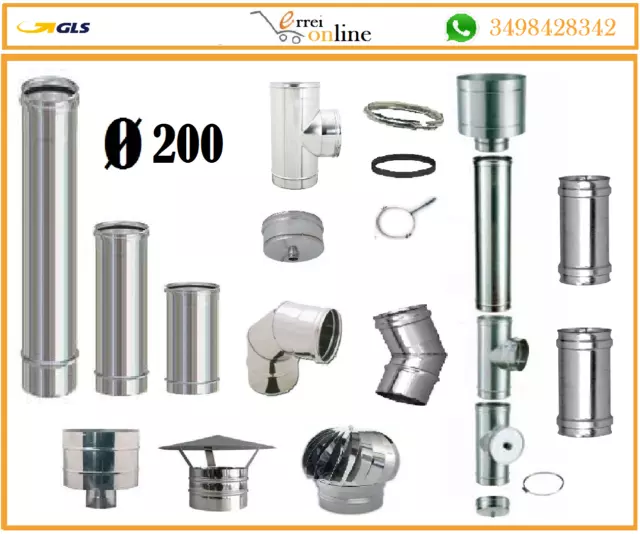 Tubi Inox Canna Fumaria Diametro 200 Mm Monoline Monoparete Acciaio Inox