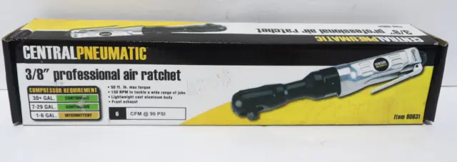 3/8" Professional Air Ratchet Wrench Central Pneumatic Item 60631  New Chrome