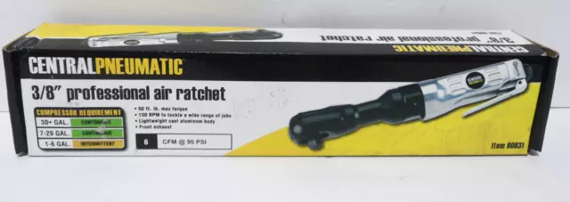 3/8" Professional Air Ratchet Wrench Central Pneumatic Item 60631  New Chrome