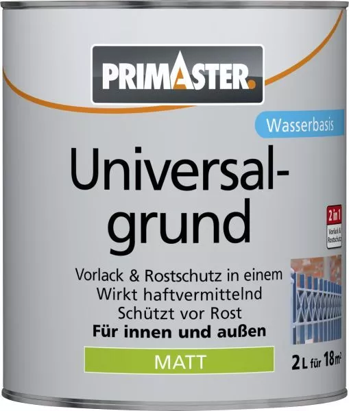 Primaster Universalgrund 2L Matt Grau Vorlack Rostschutz Haftgrundierung