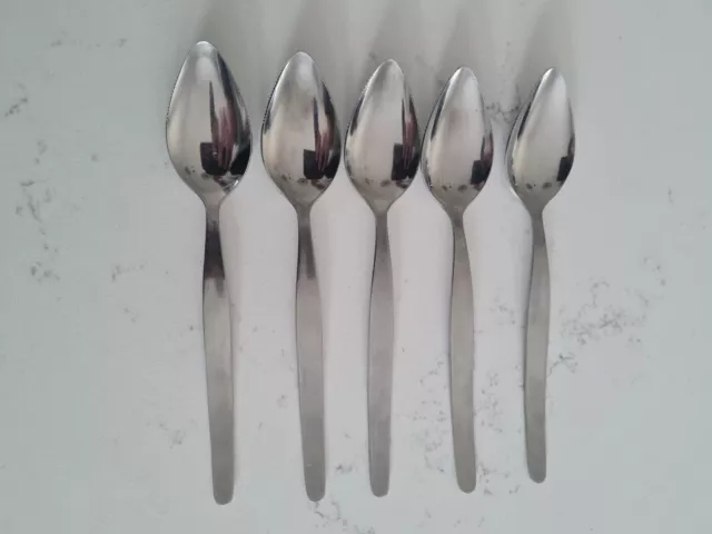 5 X Grapefruit Spoons Vintage Retro Stainless Steel Korea
