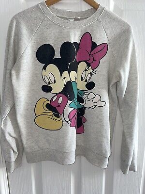 Disney Mickey & Minnie Mouse Grey Cute Long Sleeve Sweatshirt Girls Medium