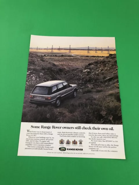 1992 1993 1994 1995 1996 1997 Range Rover Original Print Ad Advertisement B50