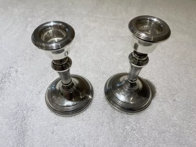 Antique Sterling Silver Pair of Candlestick Holders - Hallmarked