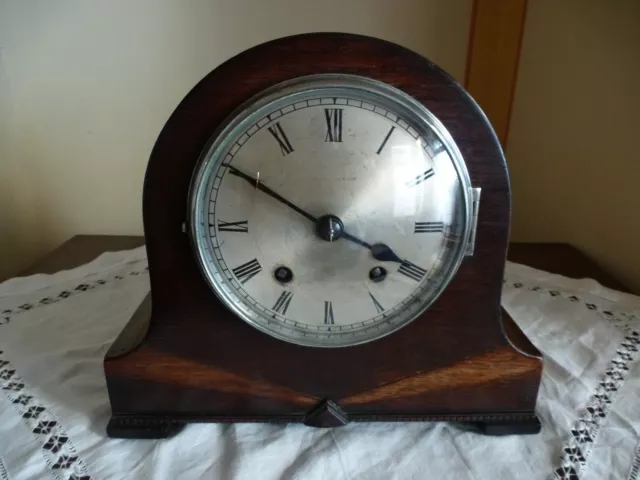 Vintage 1930s Oak Mantel Clock Striking James Walker London