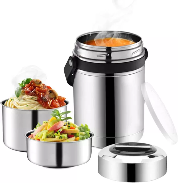 75oz/2.2L Thermo Stainless Steel Vacuum Insulated Food Jar Lunch Container  3Tier