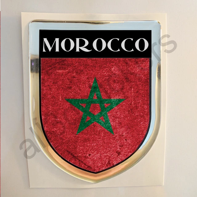 Marocco Adesivi Scudetto 3D Bandiera Sporco Resinato Adesivo Vinile Resinati