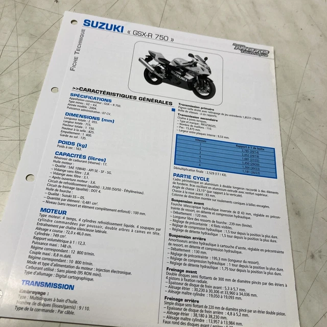 Suzuki GSX-R750 Tipo U2 K4 2004 750 GSX Scheda Tecnica Motocicletta Sospensione