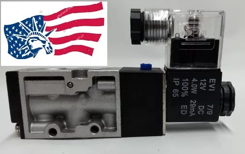 New DC12V Pneumatic Aluminum Electric Solenoid Air Valve 5 Way 2 Position