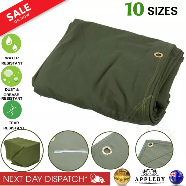 Heavy Duty Canvas Tarp Waterproof Outdoor Shelter Camping Caravan Tent Tarpaulin