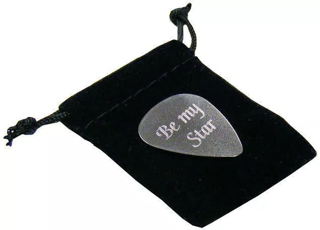 Personalised Stainless Steel .20mm Guitar Plectrum Pick In Gift Pouch Engraved