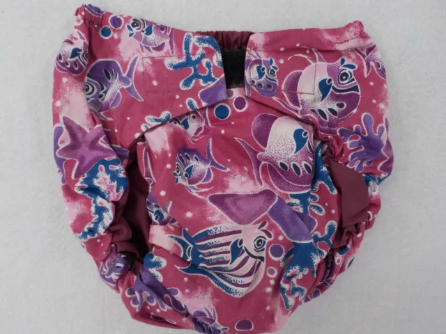 Hamajag Hawaii Diaper Swim Cover Size M Reuseable Purple Pink Navy Hook & Loop