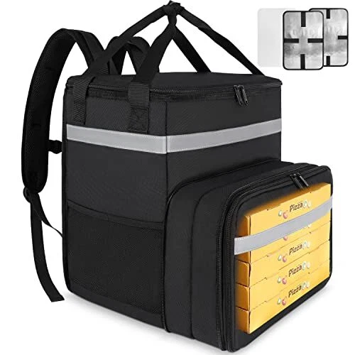 Food Delivery Backpack Expandable Insulated Hot Pizza Bags for Delivery Bike