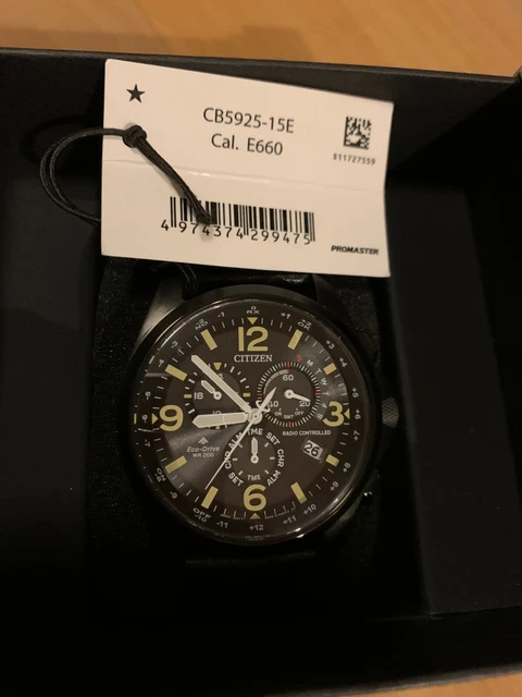 Montre Citizen Promaster CB5925-82X - Chronographe Radio-Solaire Homme, Boîtier Noir, Bracelet Acier